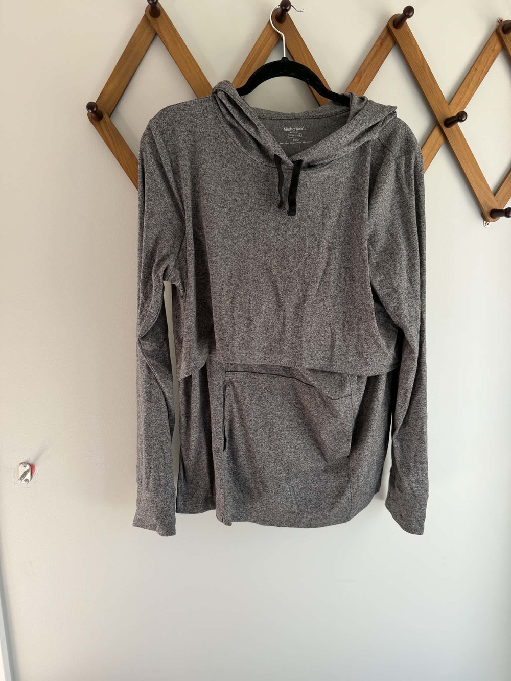 Motherhood Maternity Gray Nursing Hoodie with Drawstring Hood